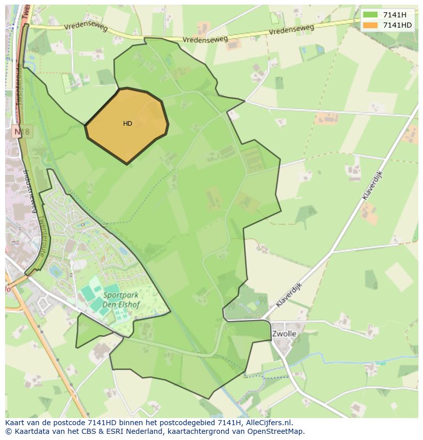 Afbeelding van het postcodegebied 7141 HD op de kaart.