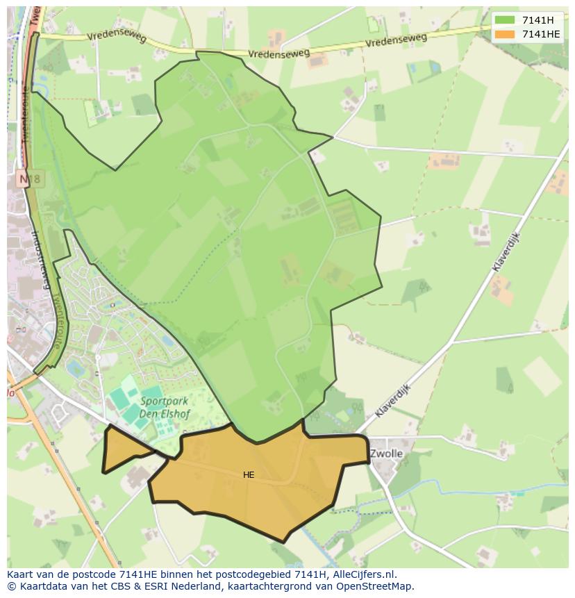 Afbeelding van het postcodegebied 7141 HE op de kaart.