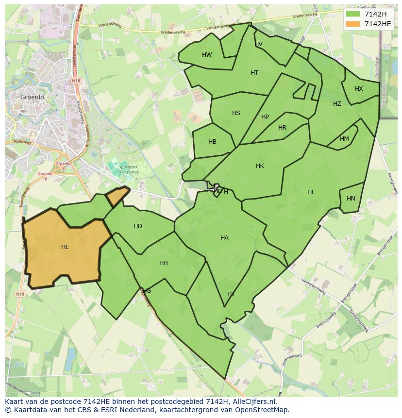 Afbeelding van het postcodegebied 7142 HE op de kaart.