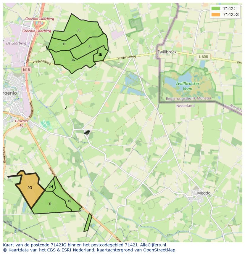 Afbeelding van het postcodegebied 7142 JG op de kaart.