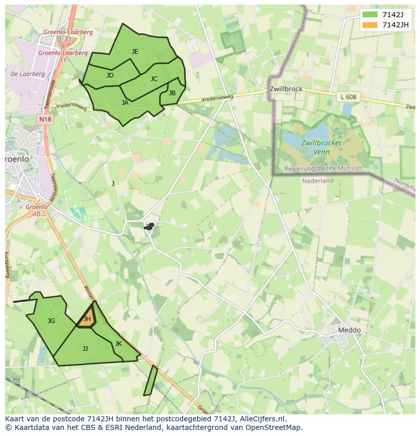 Afbeelding van het postcodegebied 7142 JH op de kaart.