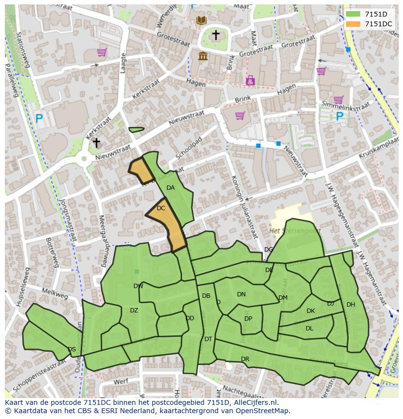 Afbeelding van het postcodegebied 7151 DC op de kaart.