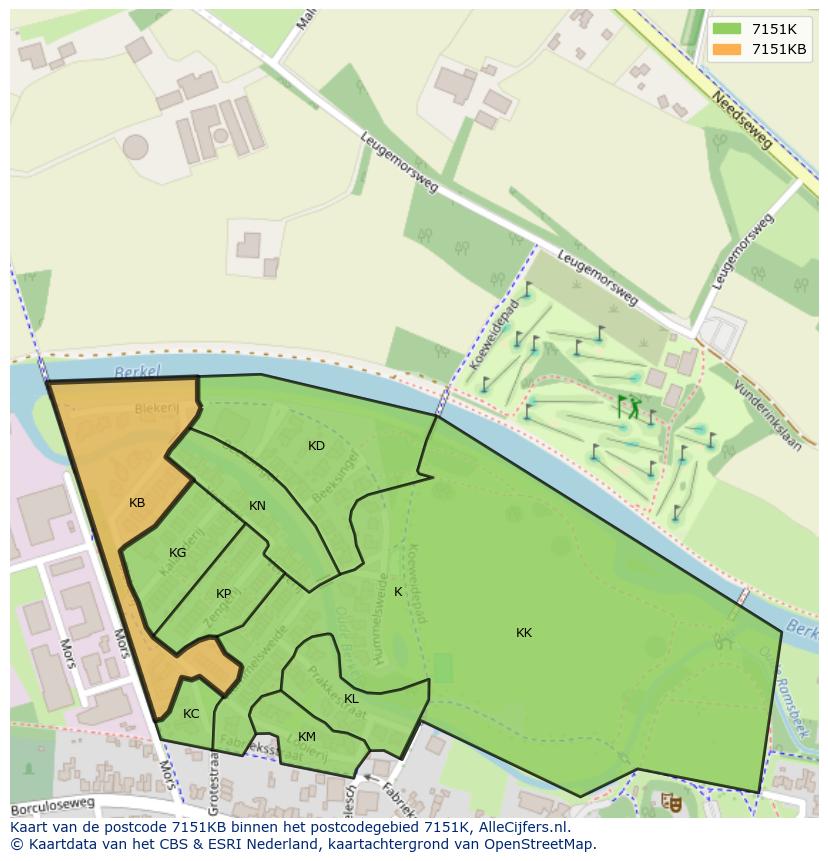 Afbeelding van het postcodegebied 7151 KB op de kaart.