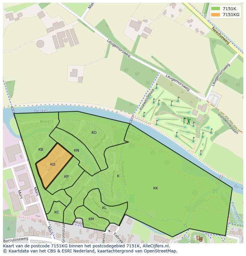 Afbeelding van het postcodegebied 7151 KG op de kaart.