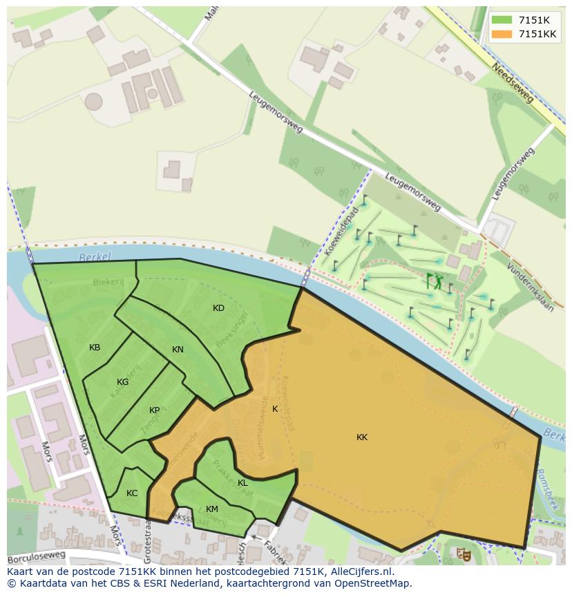 Afbeelding van het postcodegebied 7151 KK op de kaart.