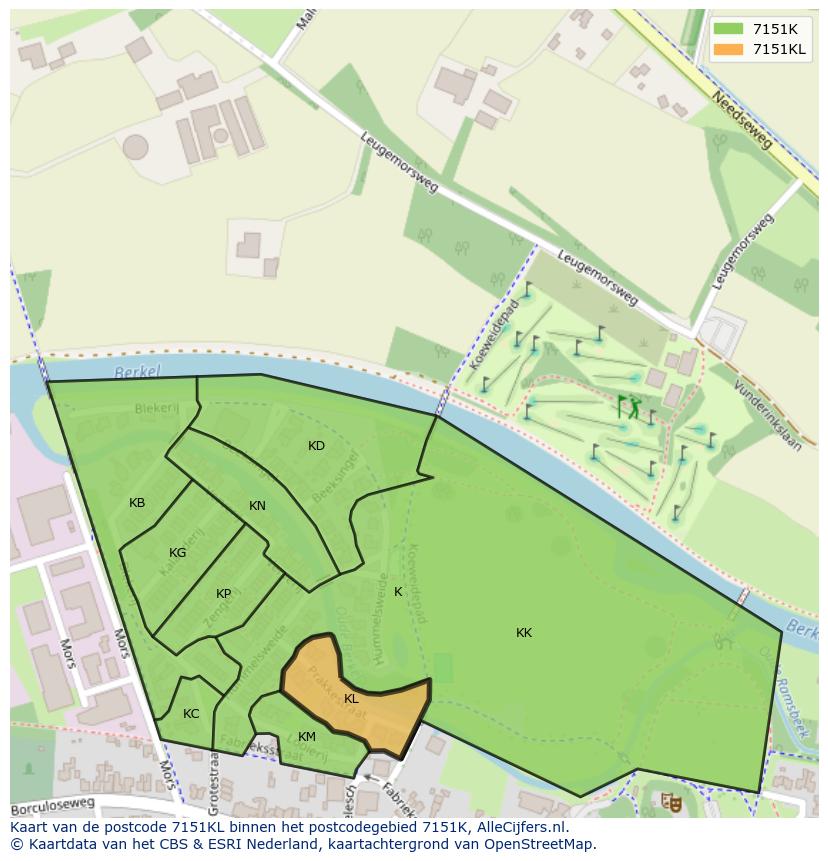 Afbeelding van het postcodegebied 7151 KL op de kaart.