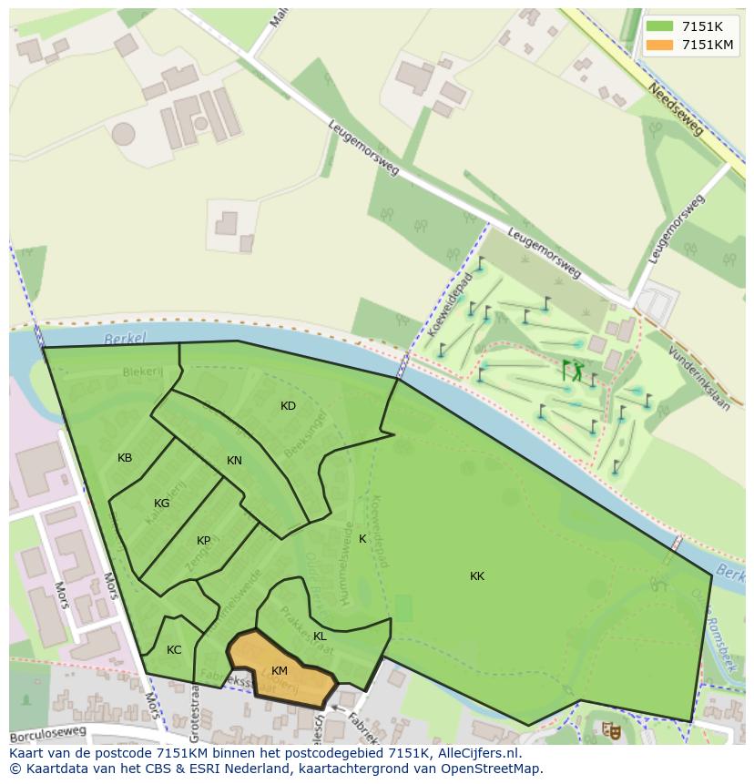 Afbeelding van het postcodegebied 7151 KM op de kaart.