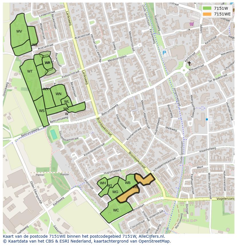 Afbeelding van het postcodegebied 7151 WE op de kaart.