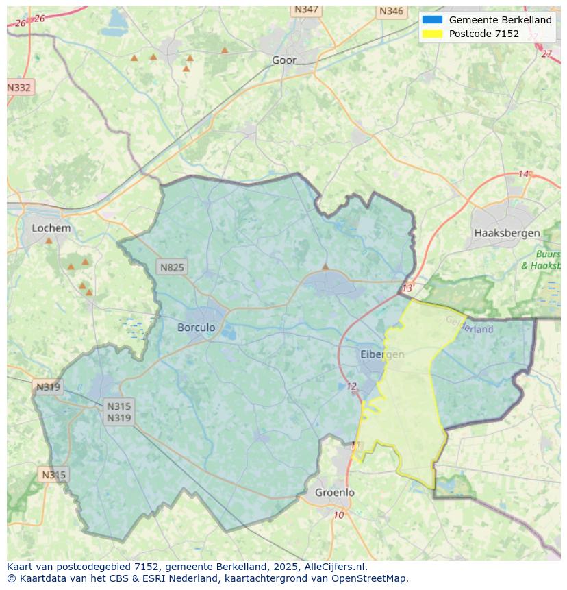 Afbeelding van het postcodegebied 7152 op de kaart.