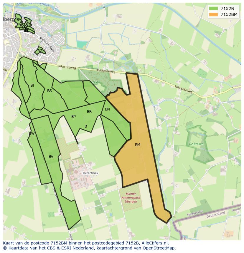 Afbeelding van het postcodegebied 7152 BM op de kaart.