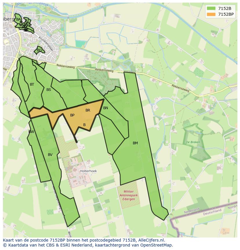 Afbeelding van het postcodegebied 7152 BP op de kaart.