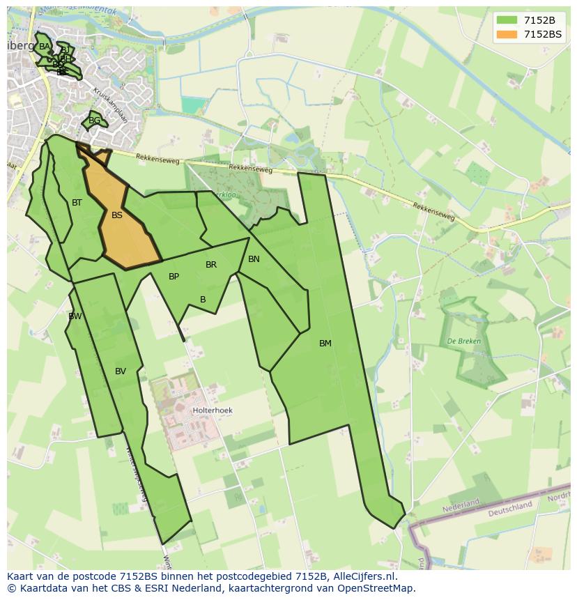 Afbeelding van het postcodegebied 7152 BS op de kaart.