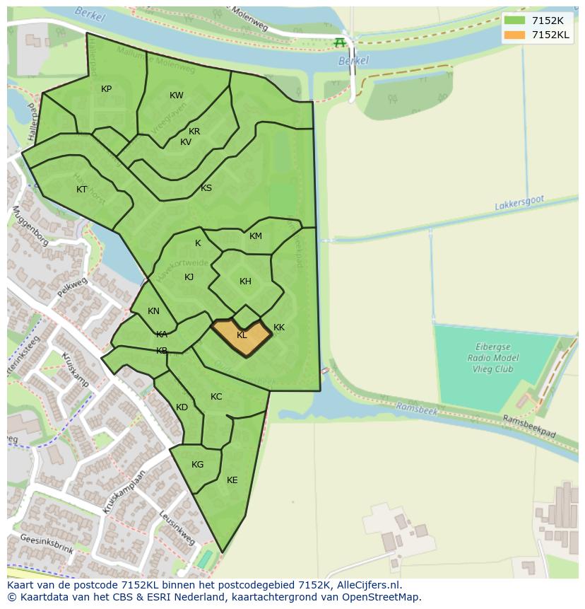 Afbeelding van het postcodegebied 7152 KL op de kaart.