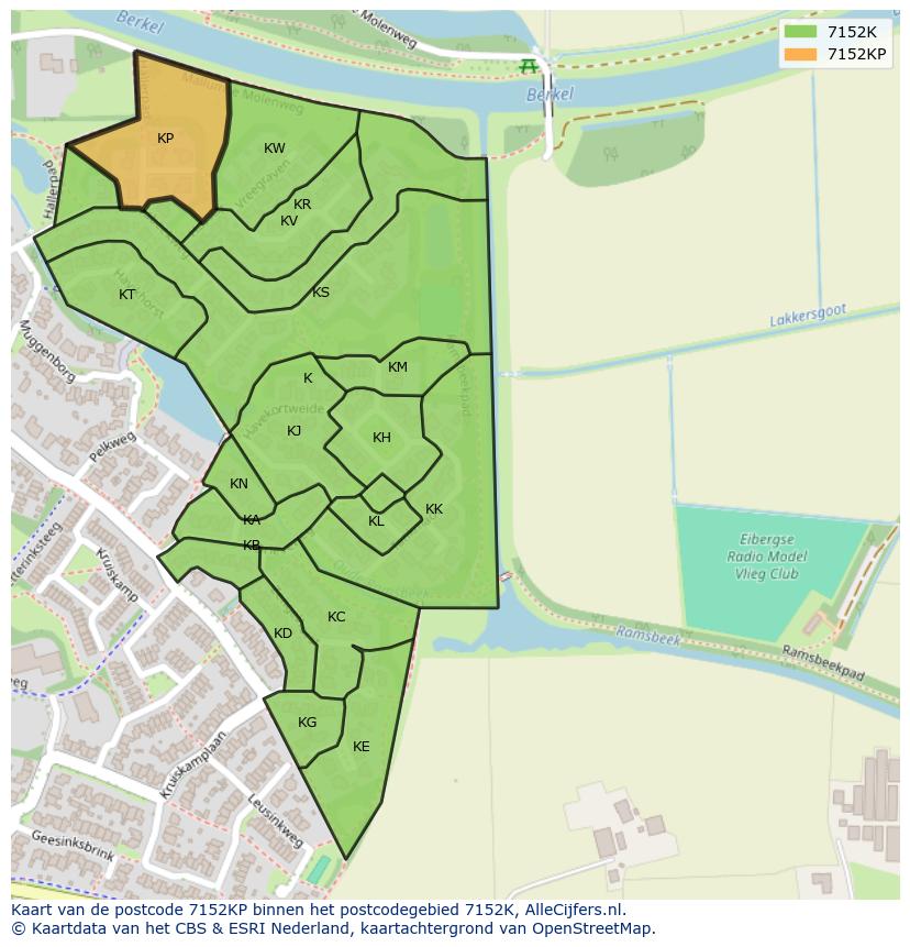 Afbeelding van het postcodegebied 7152 KP op de kaart.