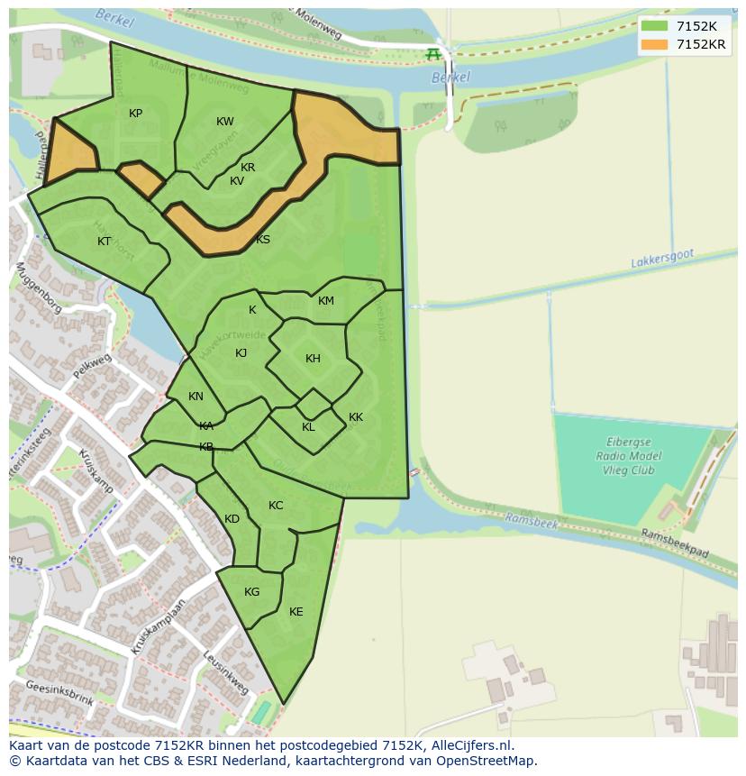 Afbeelding van het postcodegebied 7152 KR op de kaart.