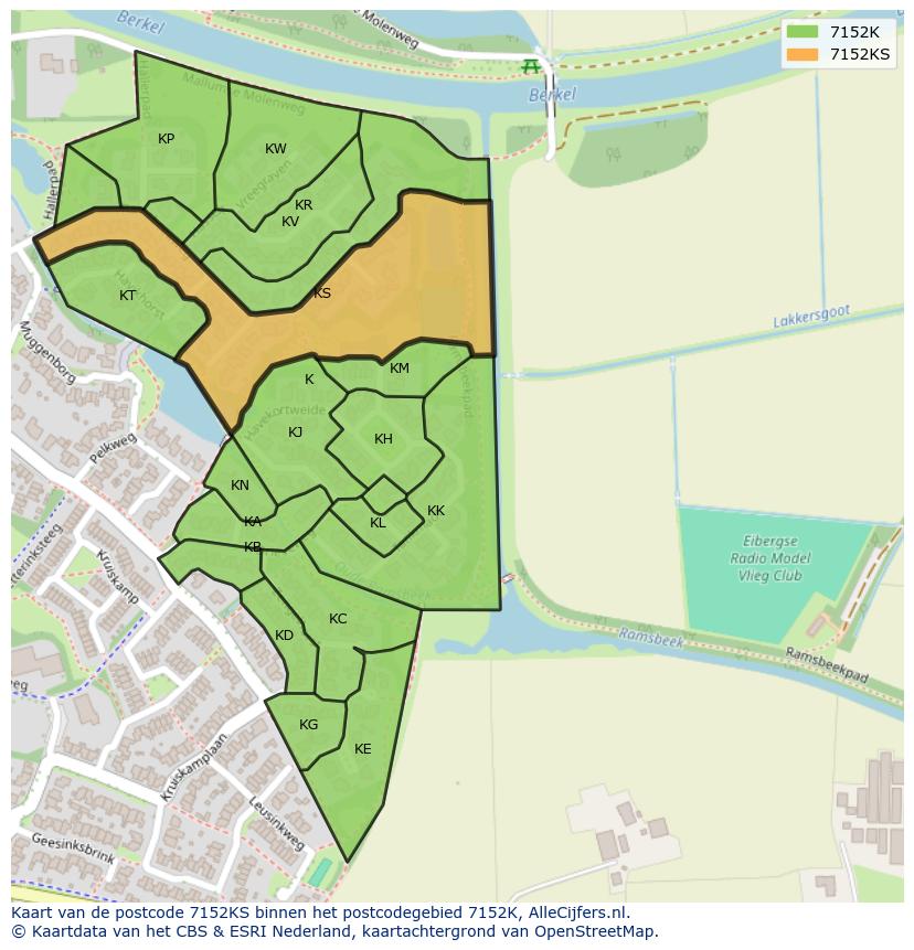 Afbeelding van het postcodegebied 7152 KS op de kaart.