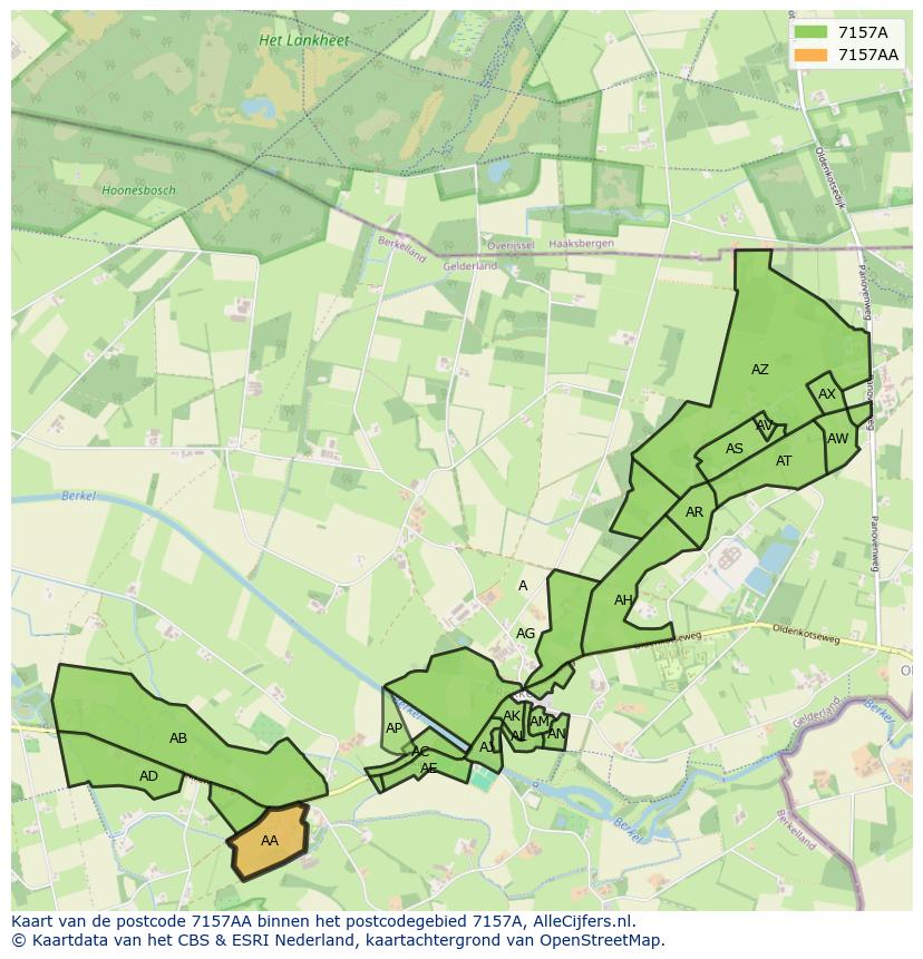 Afbeelding van het postcodegebied 7157 AA op de kaart.