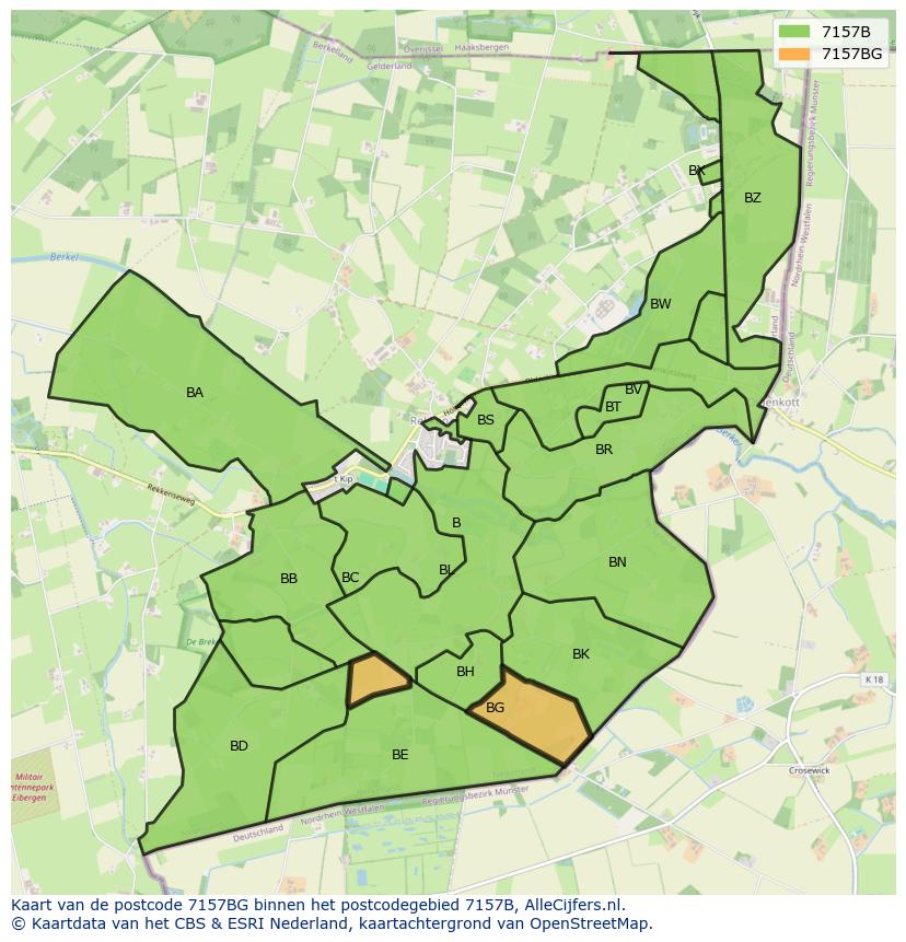 Afbeelding van het postcodegebied 7157 BG op de kaart.