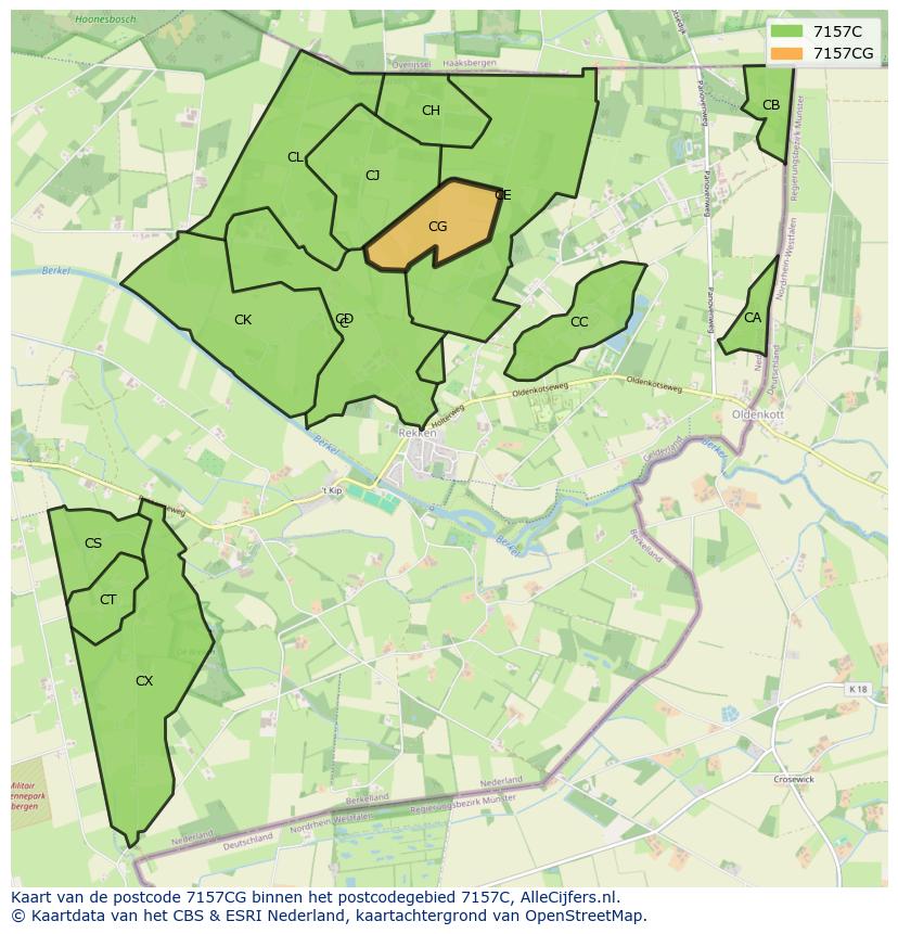 Afbeelding van het postcodegebied 7157 CG op de kaart.