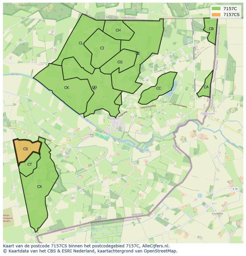 Afbeelding van het postcodegebied 7157 CS op de kaart.