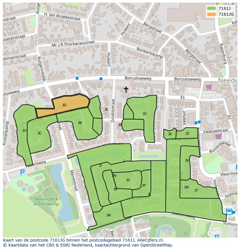Afbeelding van het postcodegebied 7161 JG op de kaart.