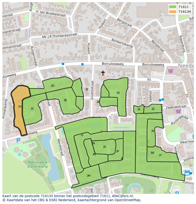 Afbeelding van het postcodegebied 7161 JH op de kaart.