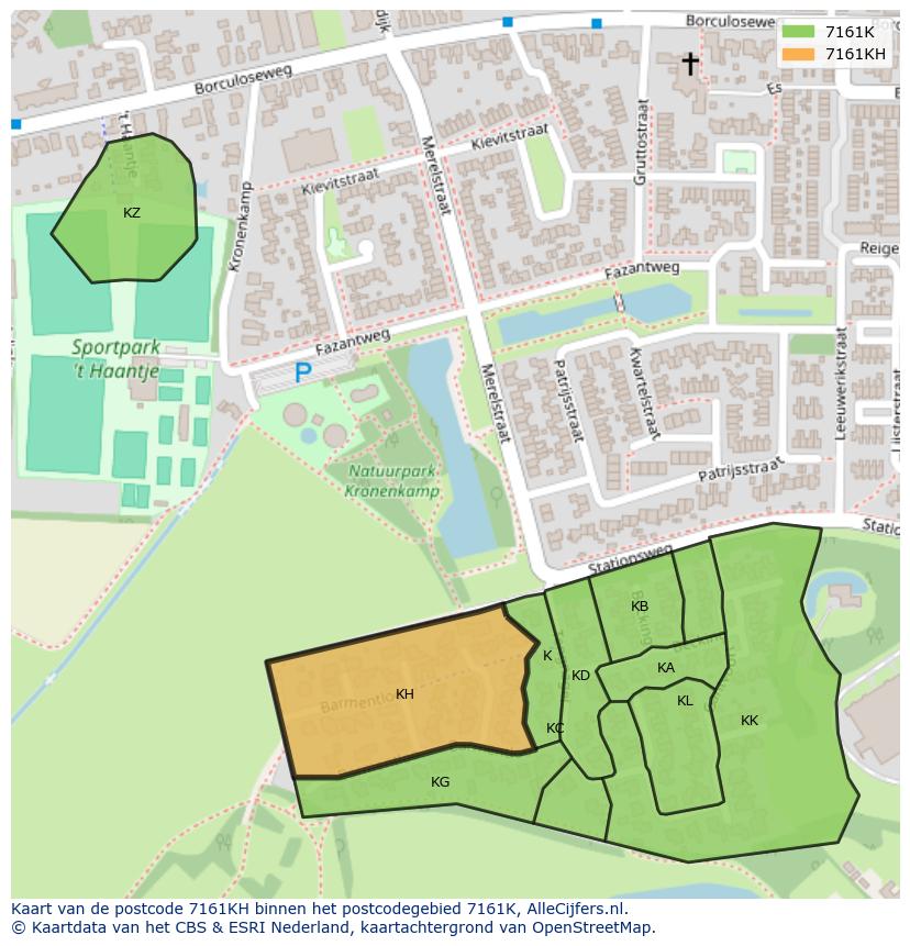 Afbeelding van het postcodegebied 7161 KH op de kaart.