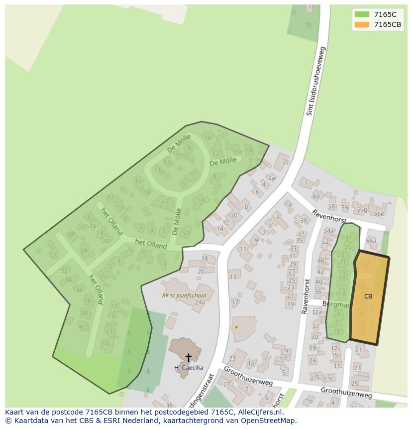 Afbeelding van het postcodegebied 7165 CB op de kaart.