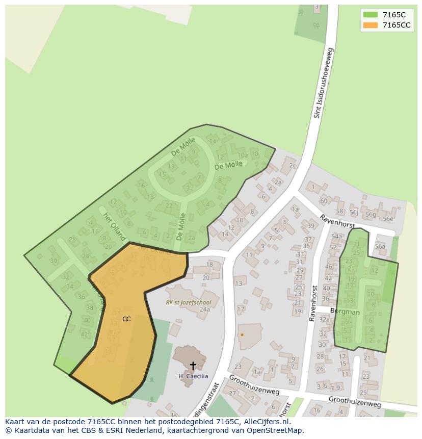 Afbeelding van het postcodegebied 7165 CC op de kaart.