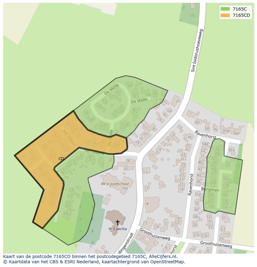 Afbeelding van het postcodegebied 7165 CD op de kaart.