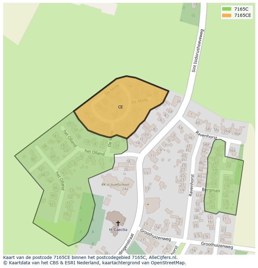 Afbeelding van het postcodegebied 7165 CE op de kaart.