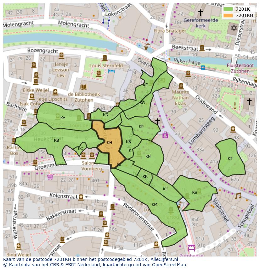 Afbeelding van het postcodegebied 7201 KH op de kaart.