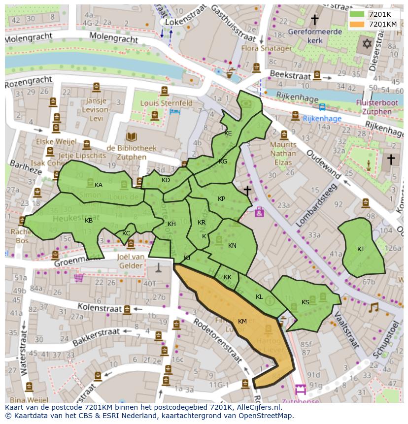 Afbeelding van het postcodegebied 7201 KM op de kaart.