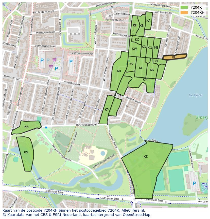 Afbeelding van het postcodegebied 7204 KH op de kaart.