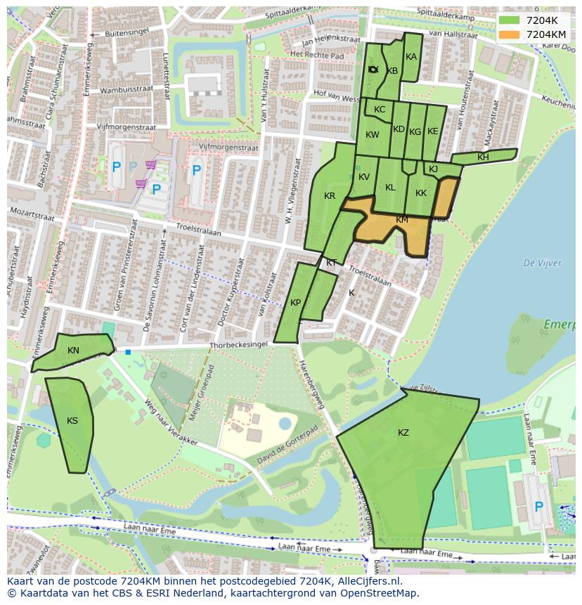 Afbeelding van het postcodegebied 7204 KM op de kaart.