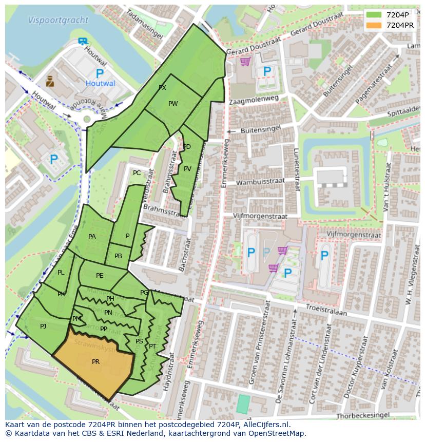 Afbeelding van het postcodegebied 7204 PR op de kaart.