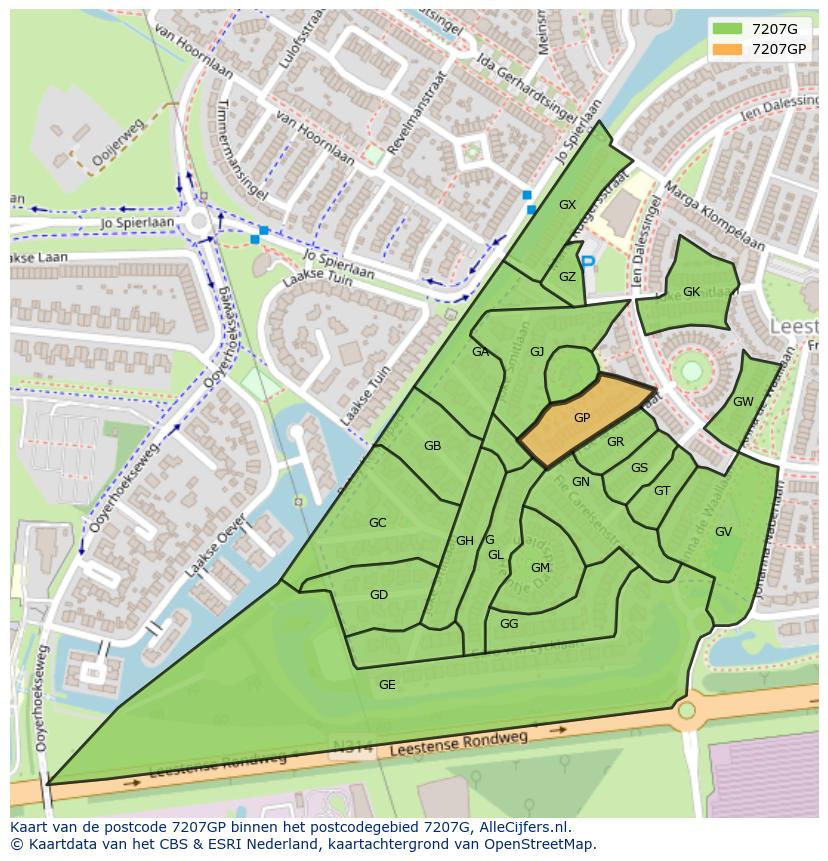 Afbeelding van het postcodegebied 7207 GP op de kaart.
