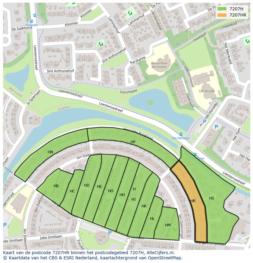 Afbeelding van het postcodegebied 7207 HR op de kaart.