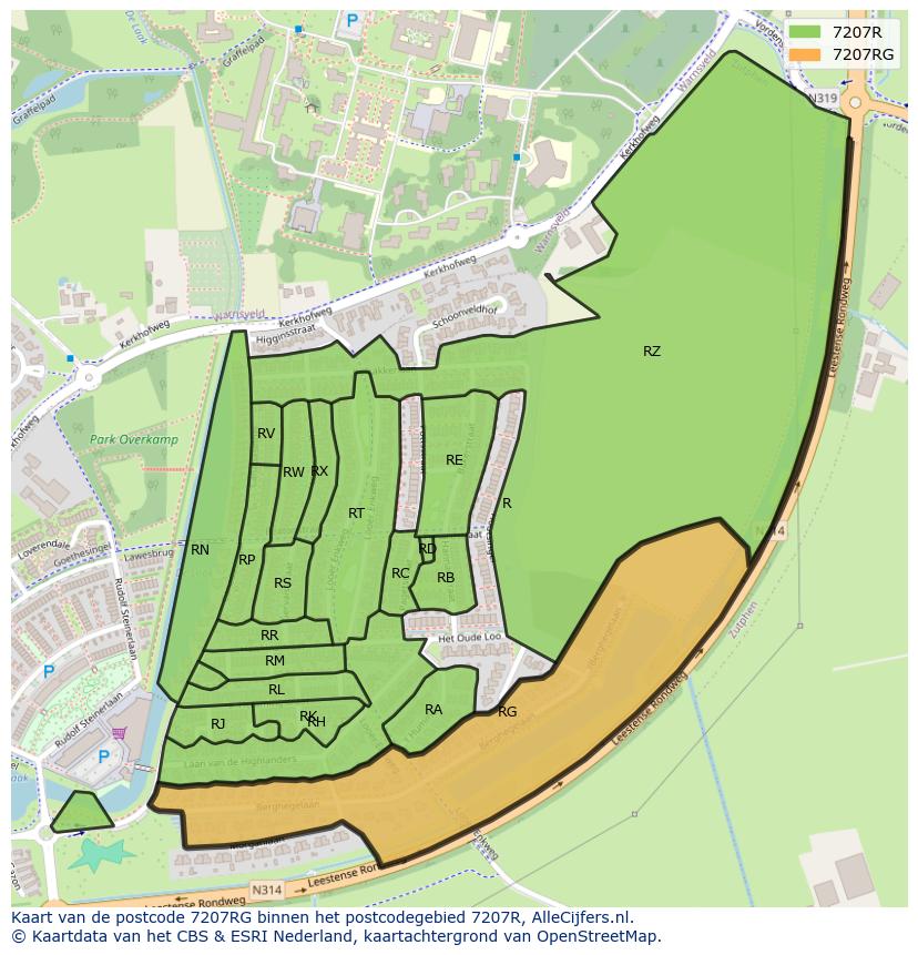 Afbeelding van het postcodegebied 7207 RG op de kaart.