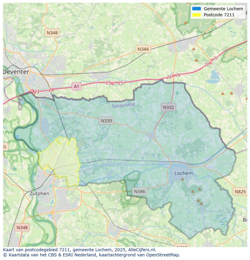 Afbeelding van het postcodegebied 7211 op de kaart.