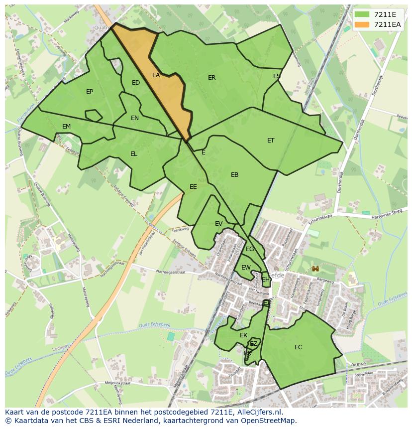 Afbeelding van het postcodegebied 7211 EA op de kaart.