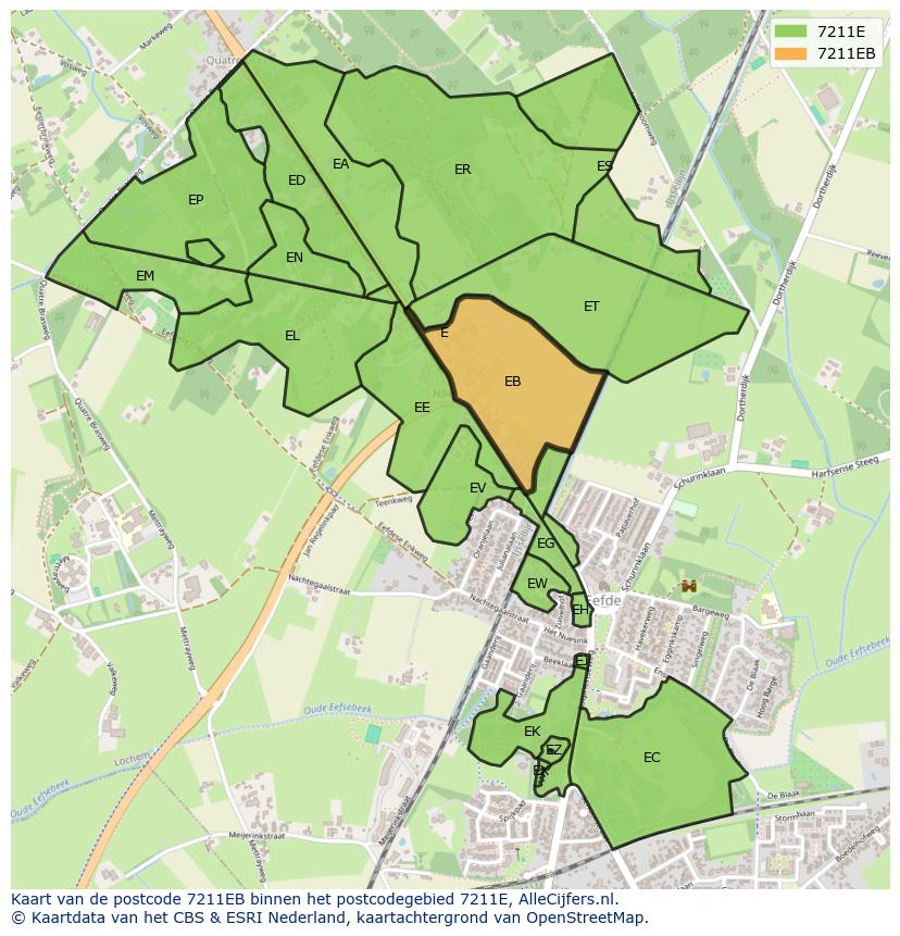 Afbeelding van het postcodegebied 7211 EB op de kaart.