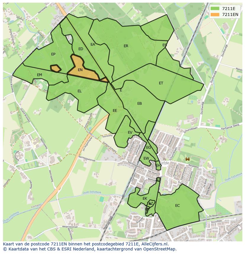 Afbeelding van het postcodegebied 7211 EN op de kaart.