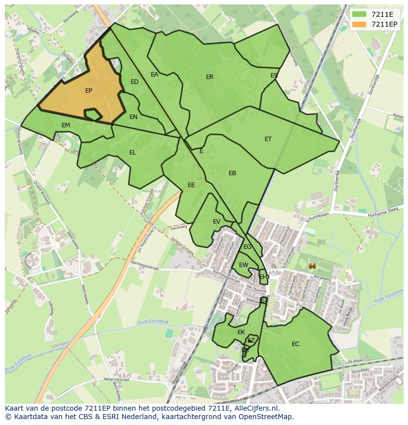 Afbeelding van het postcodegebied 7211 EP op de kaart.