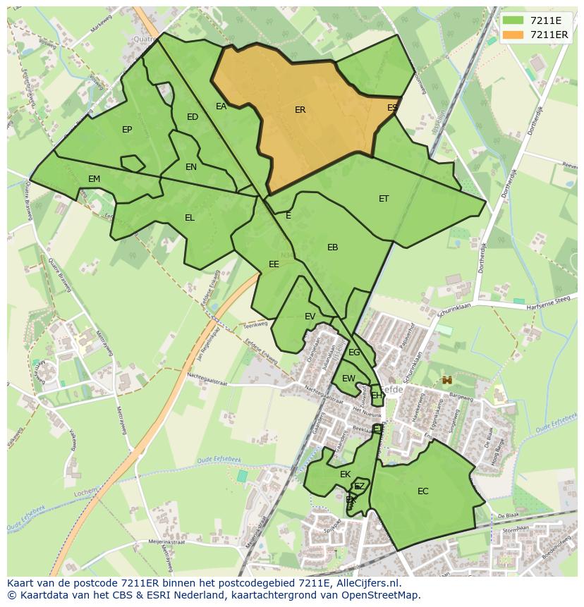 Afbeelding van het postcodegebied 7211 ER op de kaart.