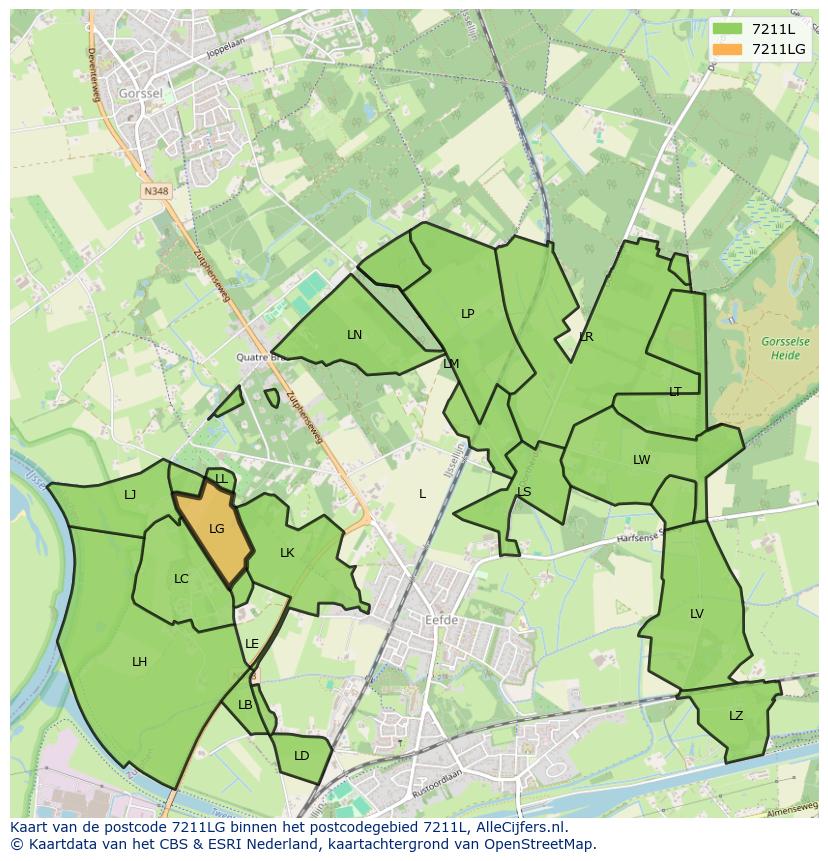Afbeelding van het postcodegebied 7211 LG op de kaart.