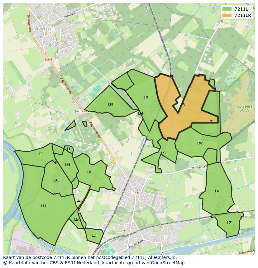 Afbeelding van het postcodegebied 7211 LR op de kaart.