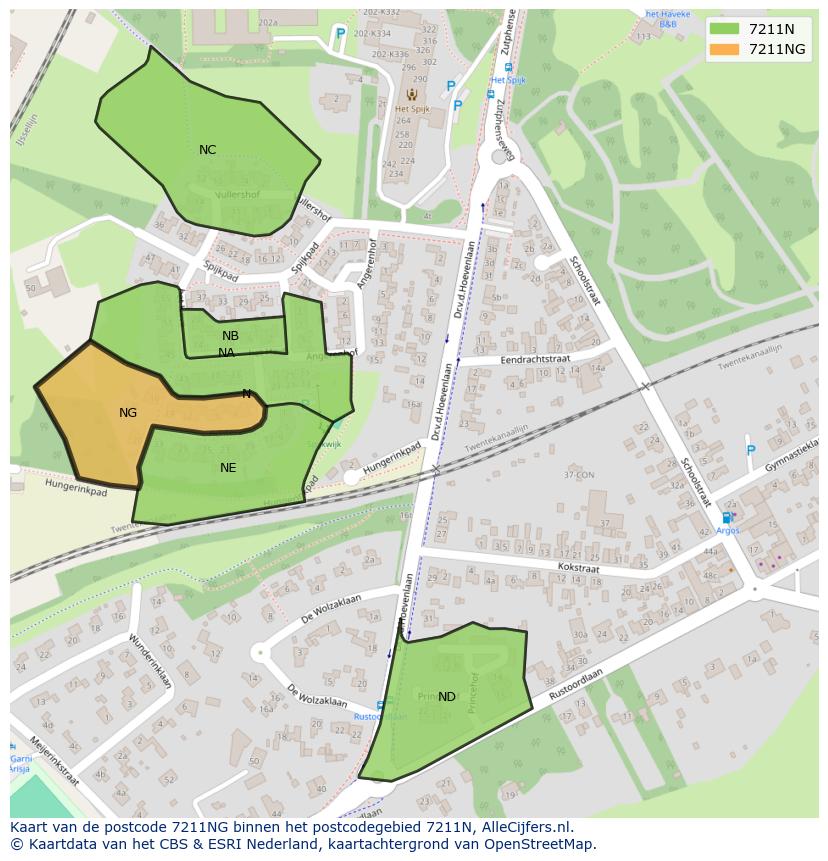 Afbeelding van het postcodegebied 7211 NG op de kaart.