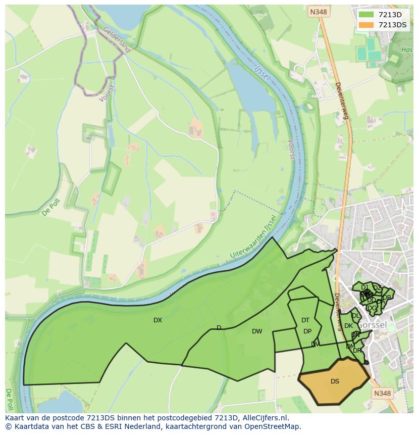 Afbeelding van het postcodegebied 7213 DS op de kaart.