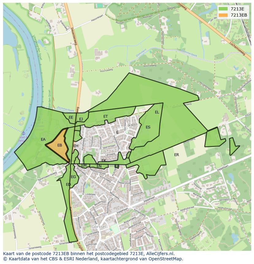 Afbeelding van het postcodegebied 7213 EB op de kaart.